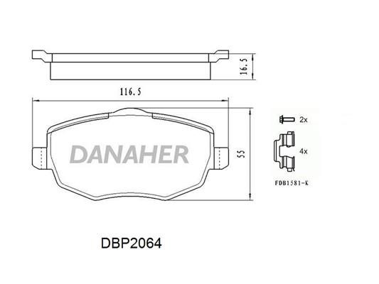 Danaher DBP2064 Brake Pad Set, disc brake DBP2064: Buy near me in Poland at 2407.PL - Good price!
