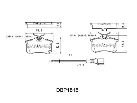Danaher DBP1815 Brake Pad Set, disc brake DBP1815: Buy near me in Poland at 2407.PL - Good price!