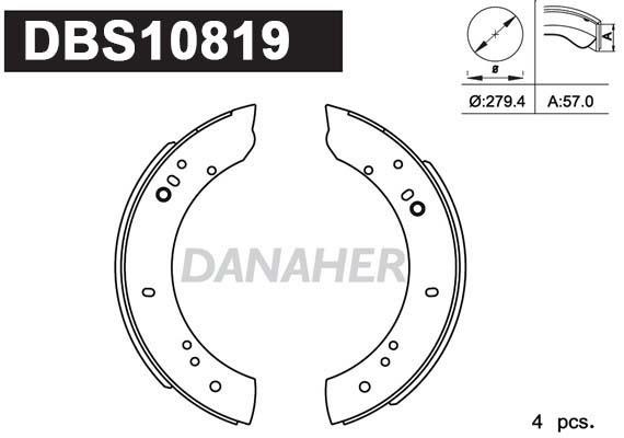 Danaher DBS10819 Колодки гальмівні барабанні, комплект DBS10819: Купити у Польщі - Добра ціна на 2407.PL!