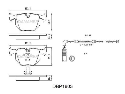 Danaher DBP1803 Тормозные колодки дисковые, комплект DBP1803: Отличная цена - Купить в Польше на 2407.PL!