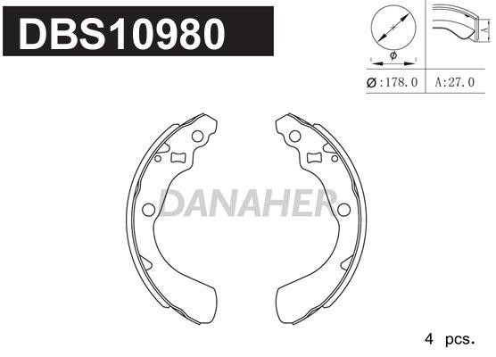 Danaher DBS10980 Brake shoe set DBS10980: Buy near me in Poland at 2407.PL - Good price!