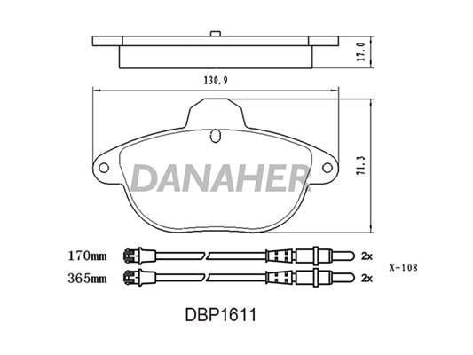 Danaher DBP1611 Brake Pad Set, disc brake DBP1611: Buy near me in Poland at 2407.PL - Good price!