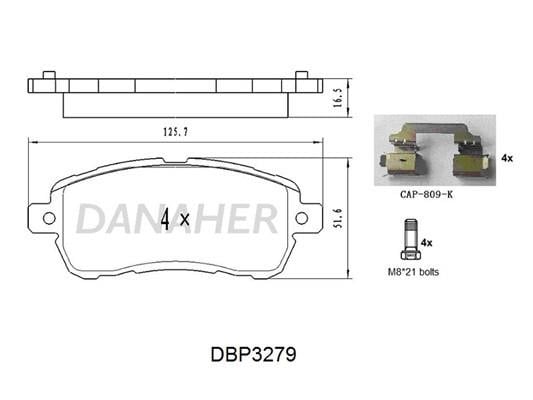 Danaher DBP3279 Гальмівні колодки, комплект DBP3279: Приваблива ціна - Купити у Польщі на 2407.PL!