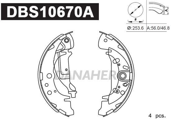 Danaher DBS10670A Brake shoe set DBS10670A: Buy near me at 2407.PL in Poland at an Affordable price!