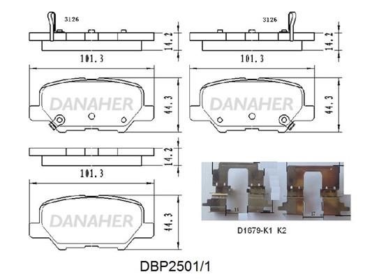Danaher DBP2501/1 Гальмівні колодки, комплект DBP25011: Приваблива ціна - Купити у Польщі на 2407.PL!