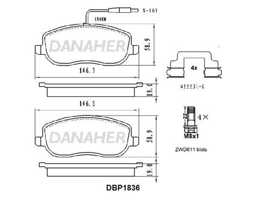 Danaher DBP1836 Brake Pad Set, disc brake DBP1836: Buy near me in Poland at 2407.PL - Good price!
