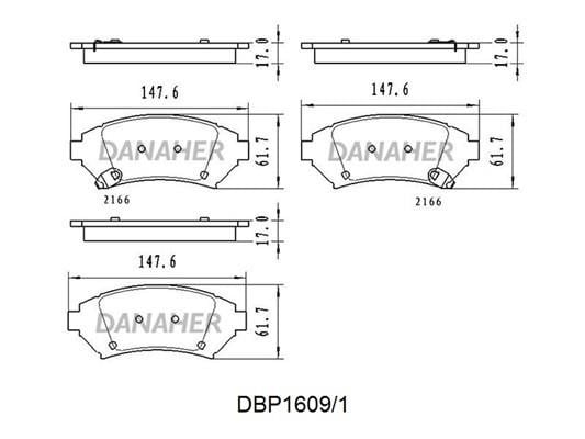Danaher DBP1609/1 Гальмівні колодки, комплект DBP16091: Приваблива ціна - Купити у Польщі на 2407.PL!