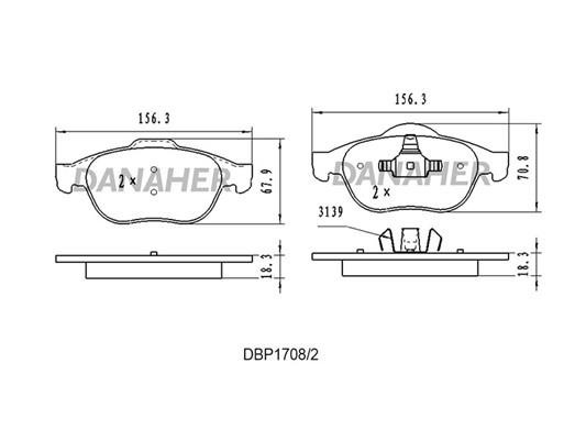 Danaher DBP1708/2 Brake Pad Set, disc brake DBP17082: Buy near me in Poland at 2407.PL - Good price!