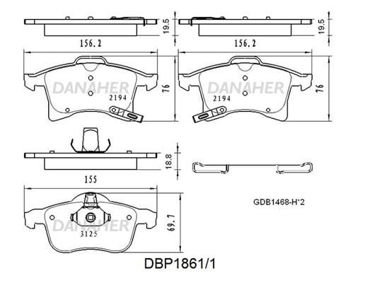 Danaher DBP1861/1 Brake Pad Set, disc brake DBP18611: Buy near me in Poland at 2407.PL - Good price!