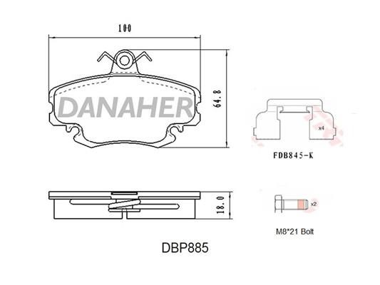 Danaher DBP885 Тормозные колодки дисковые, комплект DBP885: Отличная цена - Купить в Польше на 2407.PL!