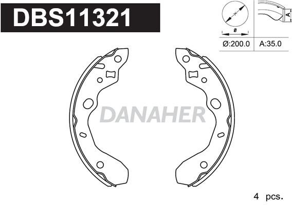 Danaher DBS11321 Колодки гальмівні барабанні, комплект DBS11321: Приваблива ціна - Купити у Польщі на 2407.PL!