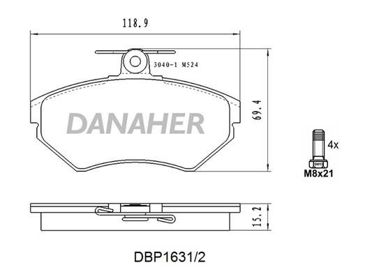 Danaher DBP1631/2 Brake Pad Set, disc brake DBP16312: Buy near me in Poland at 2407.PL - Good price!