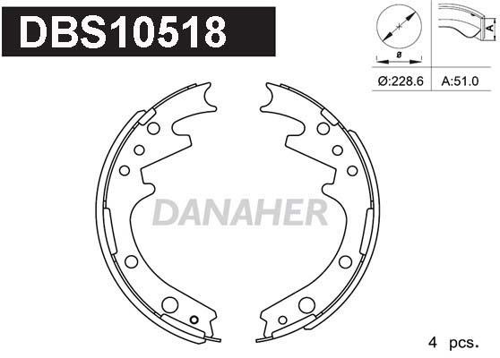 Danaher DBS10518 Колодки гальмівні барабанні, комплект DBS10518: Приваблива ціна - Купити у Польщі на 2407.PL!