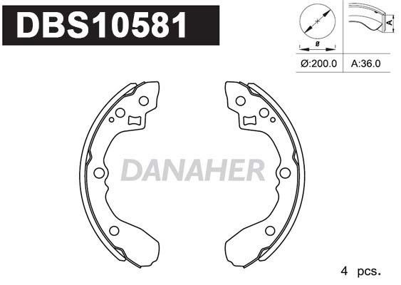 Danaher DBS10581 Колодки гальмівні барабанні, комплект DBS10581: Приваблива ціна - Купити у Польщі на 2407.PL!