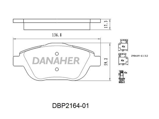 Danaher DBP2164-01 Klocki hamulcowe, zestaw DBP216401: Dobra cena w Polsce na 2407.PL - Kup Teraz!