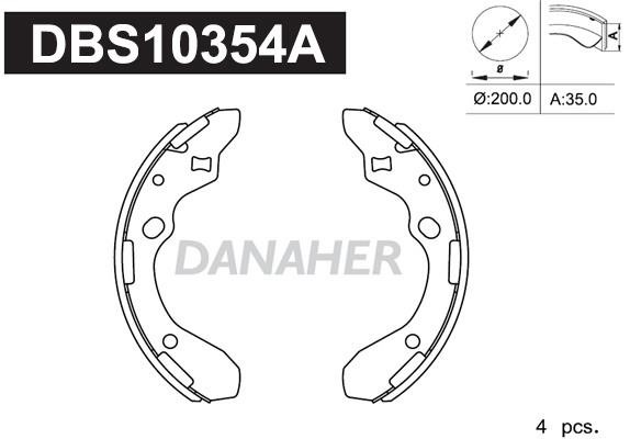 Danaher DBS10354A Колодки тормозные барабанные, комплект DBS10354A: Отличная цена - Купить в Польше на 2407.PL!