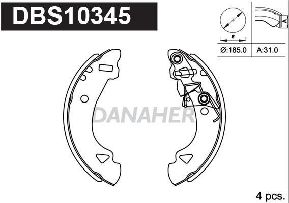 Danaher DBS10345 Колодки гальмівні барабанні, комплект DBS10345: Приваблива ціна - Купити у Польщі на 2407.PL!