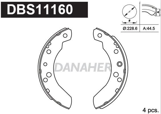 Danaher DBS11160 Колодки тормозные барабанные, комплект DBS11160: Отличная цена - Купить в Польше на 2407.PL!