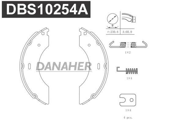 Danaher DBS10254A Brake shoe set DBS10254A: Buy near me in Poland at 2407.PL - Good price!