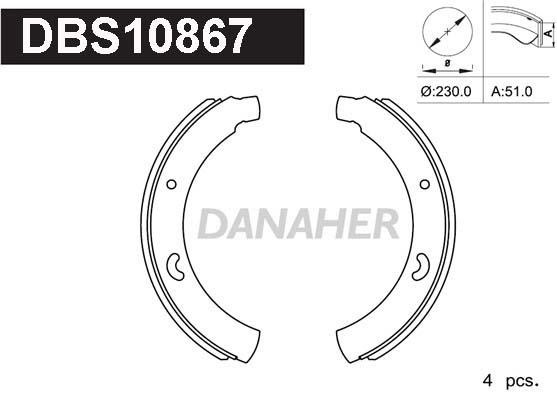 Danaher DBS10867 Колодки тормозные барабанные, комплект DBS10867: Отличная цена - Купить в Польше на 2407.PL!