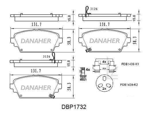 Danaher DBP1732 Brake Pad Set, disc brake DBP1732: Buy near me in Poland at 2407.PL - Good price!