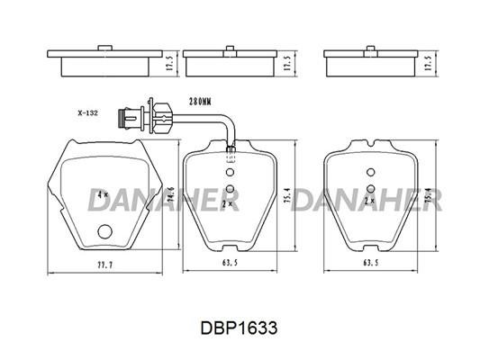 Danaher DBP1633 Гальмівні колодки, комплект DBP1633: Приваблива ціна - Купити у Польщі на 2407.PL!