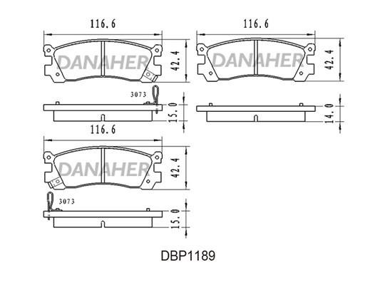 Danaher DBP1189 Brake Pad Set, disc brake DBP1189: Buy near me in Poland at 2407.PL - Good price!