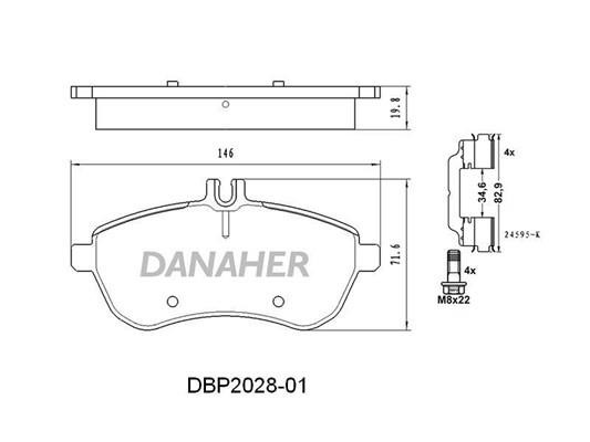 Danaher DBP2028-01 Гальмівні колодки, комплект DBP202801: Приваблива ціна - Купити у Польщі на 2407.PL!