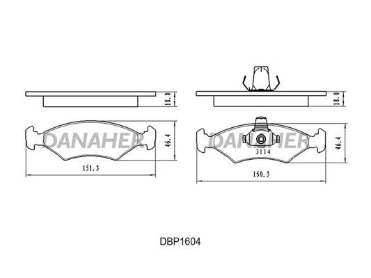 Danaher DBP1604 Тормозные колодки дисковые, комплект DBP1604: Отличная цена - Купить в Польше на 2407.PL!