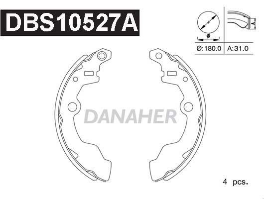 Danaher DBS10527A Колодки гальмівні барабанні, комплект DBS10527A: Приваблива ціна - Купити у Польщі на 2407.PL!