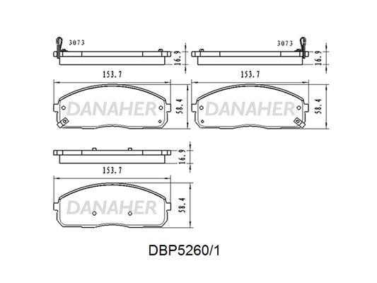 Danaher DBP5260/1 Front disc brake pads, set DBP52601: Buy near me in Poland at 2407.PL - Good price!