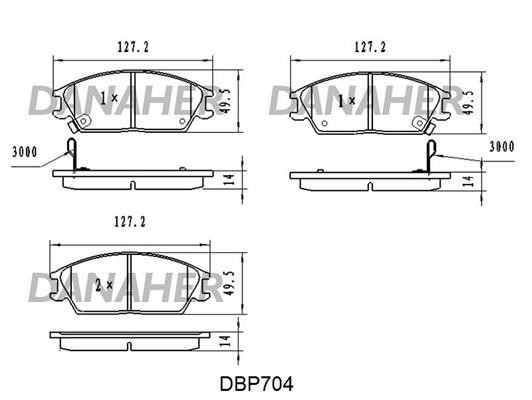 Danaher DBP704 Brake Pad Set, disc brake DBP704: Buy near me in Poland at 2407.PL - Good price!