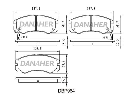 Danaher DBP964 Brake Pad Set, disc brake DBP964: Buy near me in Poland at 2407.PL - Good price!