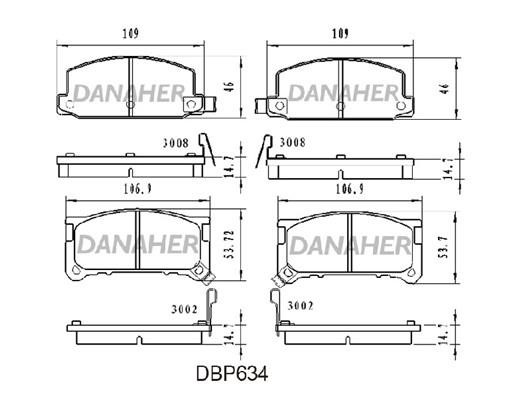 Danaher DBP634 Brake Pad Set, disc brake DBP634: Buy near me in Poland at 2407.PL - Good price!