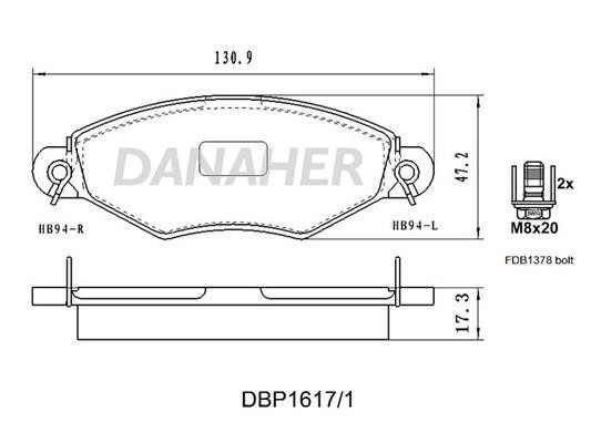 Danaher DBP1617/1 Гальмівні колодки, комплект DBP16171: Приваблива ціна - Купити у Польщі на 2407.PL!