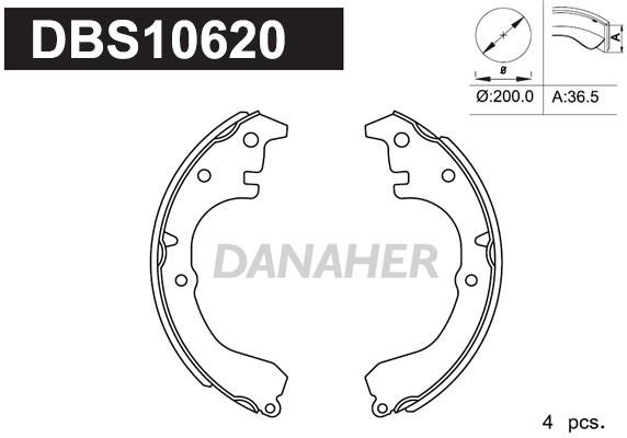 Danaher DBS10620 Колодки гальмівні барабанні, комплект DBS10620: Приваблива ціна - Купити у Польщі на 2407.PL!