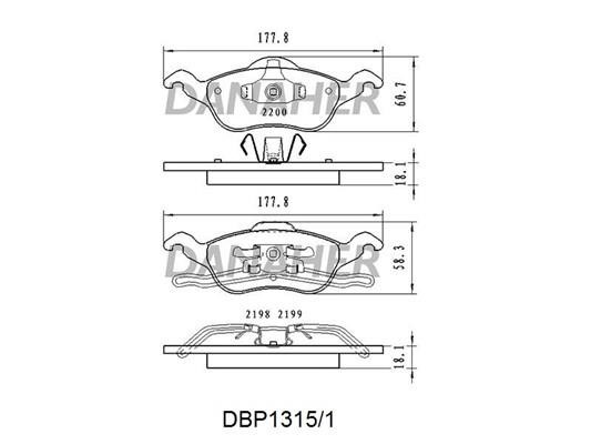 Danaher DBP1315/1 Brake Pad Set, disc brake DBP13151: Buy near me in Poland at 2407.PL - Good price!