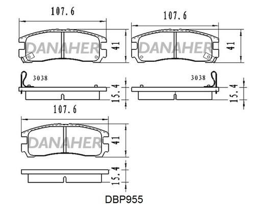 Danaher DBP955 Brake Pad Set, disc brake DBP955: Buy near me in Poland at 2407.PL - Good price!
