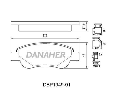 Danaher DBP1949-01 Гальмівні колодки, комплект DBP194901: Приваблива ціна - Купити у Польщі на 2407.PL!