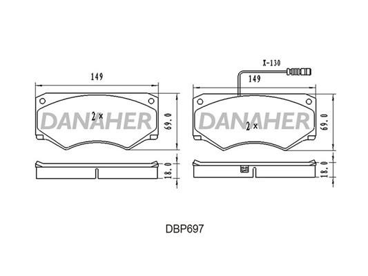 Danaher DBP697 Гальмівні колодки, комплект DBP697: Приваблива ціна - Купити у Польщі на 2407.PL!