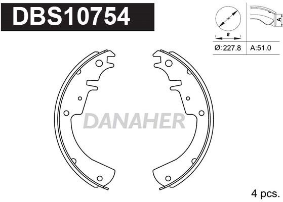 Danaher DBS10754 Колодки гальмівні барабанні, комплект DBS10754: Приваблива ціна - Купити у Польщі на 2407.PL!