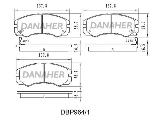 Danaher DBP964/1 Гальмівні колодки, комплект DBP9641: Приваблива ціна - Купити у Польщі на 2407.PL!