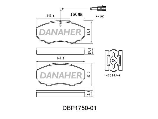 Danaher DBP1750-01 Гальмівні колодки, комплект DBP175001: Приваблива ціна - Купити у Польщі на 2407.PL!