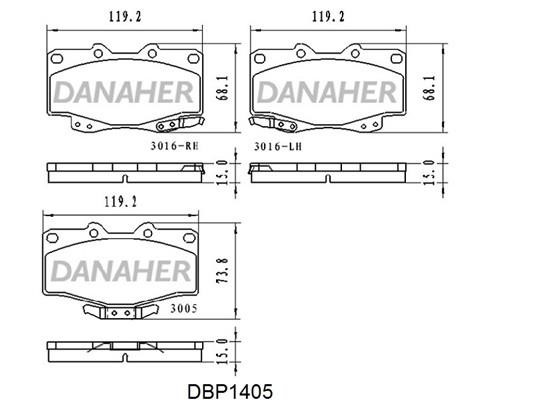 Danaher DBP1405 Гальмівні колодки, комплект DBP1405: Приваблива ціна - Купити у Польщі на 2407.PL!