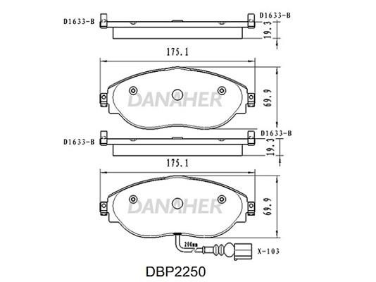 Danaher DBP2250 Гальмівні колодки, комплект DBP2250: Приваблива ціна - Купити у Польщі на 2407.PL!