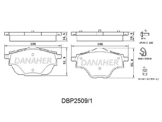 Danaher DBP2509/1 Brake Pad Set, disc brake DBP25091: Buy near me in Poland at 2407.PL - Good price!