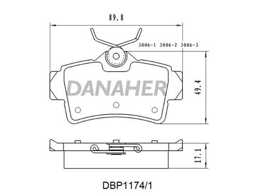 Danaher DBP1174/1 Гальмівні колодки, комплект DBP11741: Приваблива ціна - Купити у Польщі на 2407.PL!
