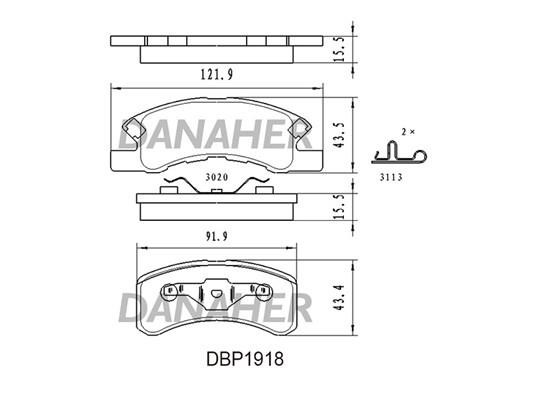 Danaher DBP1918 Brake Pad Set, disc brake DBP1918: Buy near me in Poland at 2407.PL - Good price!