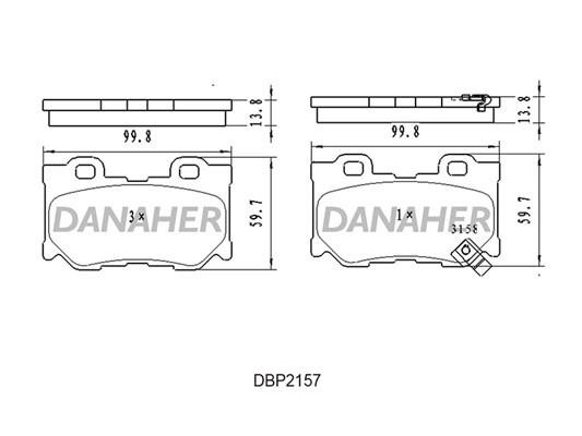 Danaher DBP2157 Brake Pad Set, disc brake DBP2157: Buy near me in Poland at 2407.PL - Good price!