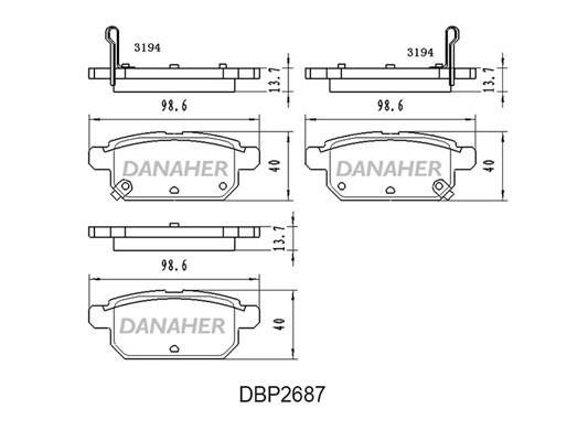 Danaher DBP2687 Brake Pad Set, disc brake DBP2687: Buy near me in Poland at 2407.PL - Good price!